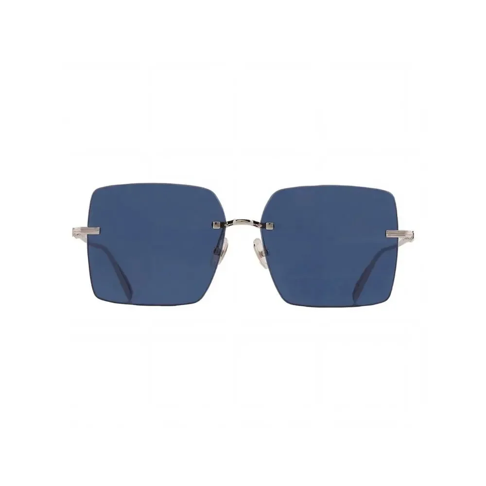 New Salvatore Ferragamo SF311S 743 Blue Square Rimless Women Sunglasses